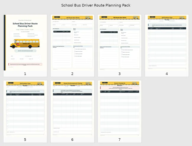School Bus Route Planning Pack page preview