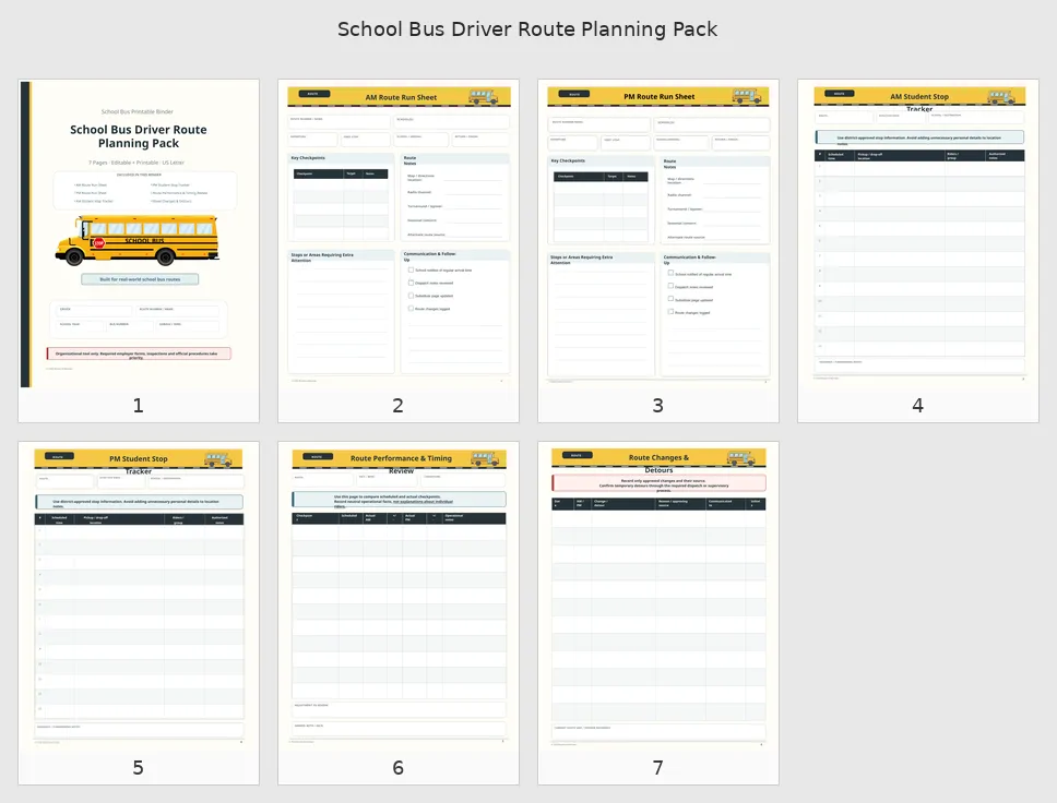 School Bus Route Planning Pack page preview