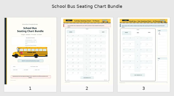 School Bus Seating Chart Bundle page preview